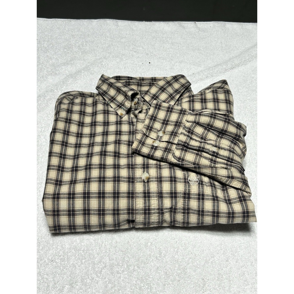 Vintage Timberland Mens  Flannel Plaid Button Down Long Sleeve Casual Shirt Sz L